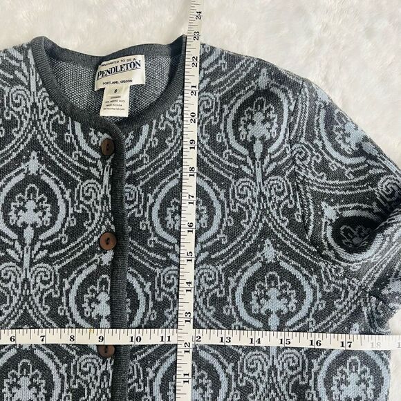 Pendleton Women Merino Wool Damask Tapestry Button Front Cardigan Sweater Small - Picture 4 of 6